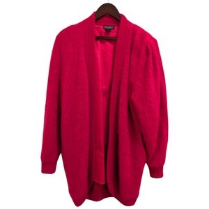 VTG Venesha Pink Angora Wool Blend Shaggy Oversized Cardigan Jacket Lined M